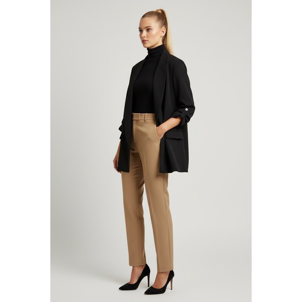 Zara Black Open Front 3/4 Sleeve‎ Blazer XXL Career Professional Minimalist